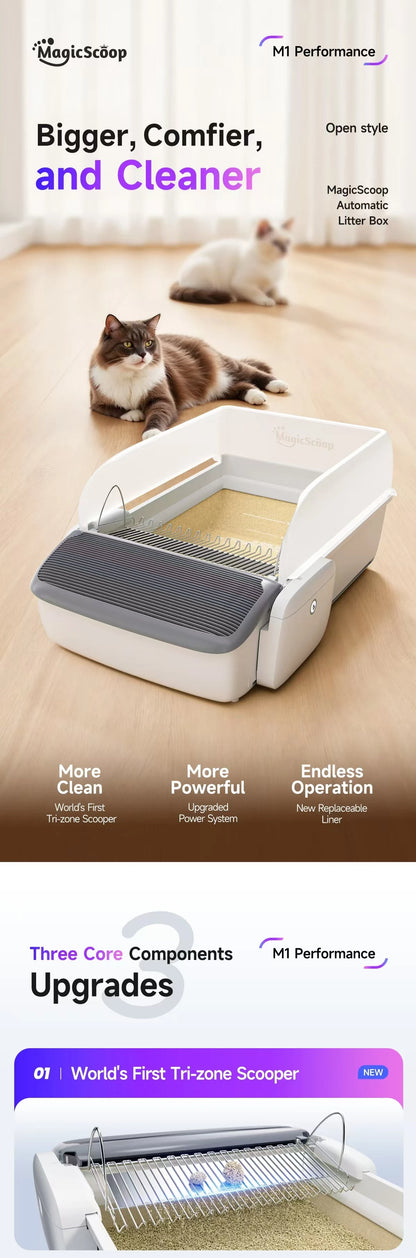 Intelligent Cat Litter Box Automatic Self-cleaning Cat Bedpans Scooping Open Semi-enclosed Cats Toilet Oversized Pet Supplies