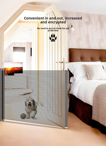 Retractable Barrier Fences Mesh Design Higher Design Mesh Stairs Gate Easy Install Punch-Free Dog Safety Fence Pet Supplies