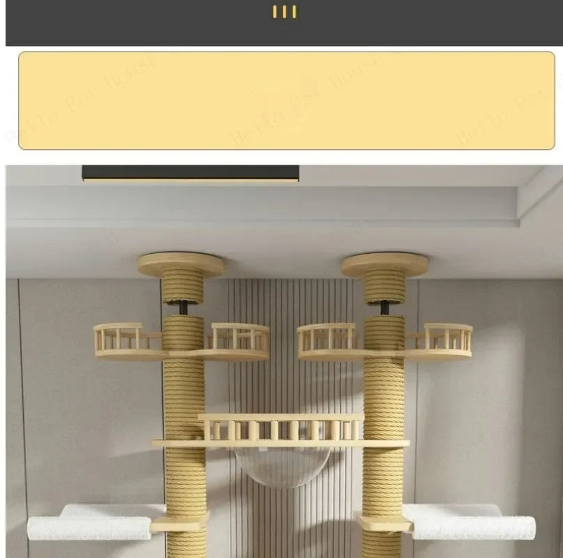 Double Pillar Cat Climbing Pillar Solid Wood Cat Cage Multifunctional Cat Stand Multi-layer Jumping Platform pet supplies