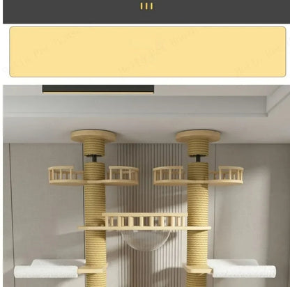 Double Pillar Cat Climbing Pillar Solid Wood Cat Cage Multifunctional Cat Stand Multi-layer Jumping Platform pet supplies