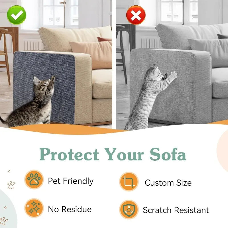 1/5PCS Cat Scratching Mats Self-adhesive Wall Tape Trimmable Cat Climbing Carpet Furniture Protection Stickers Home Pet Supplies