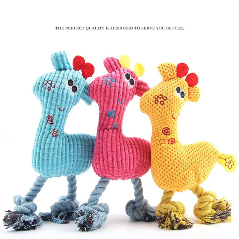 Hot pet dog sound toy Creative knitting Sika deer bite resistant sound molar plush dog toy pet supplies