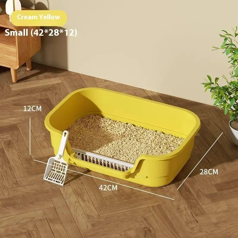 Large Capacity Multifunctional Cat Potty Semi Enclosed Anti-Splash Odor-Resistant Ventilated Cat Toilet Garbage Bin Pet Supplies
