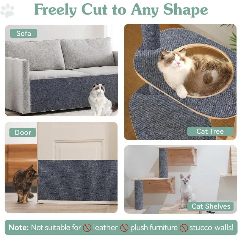 1/5PCS Cat Scratching Mats Self-adhesive Wall Tape Trimmable Cat Climbing Carpet Furniture Protection Stickers Home Pet Supplies
