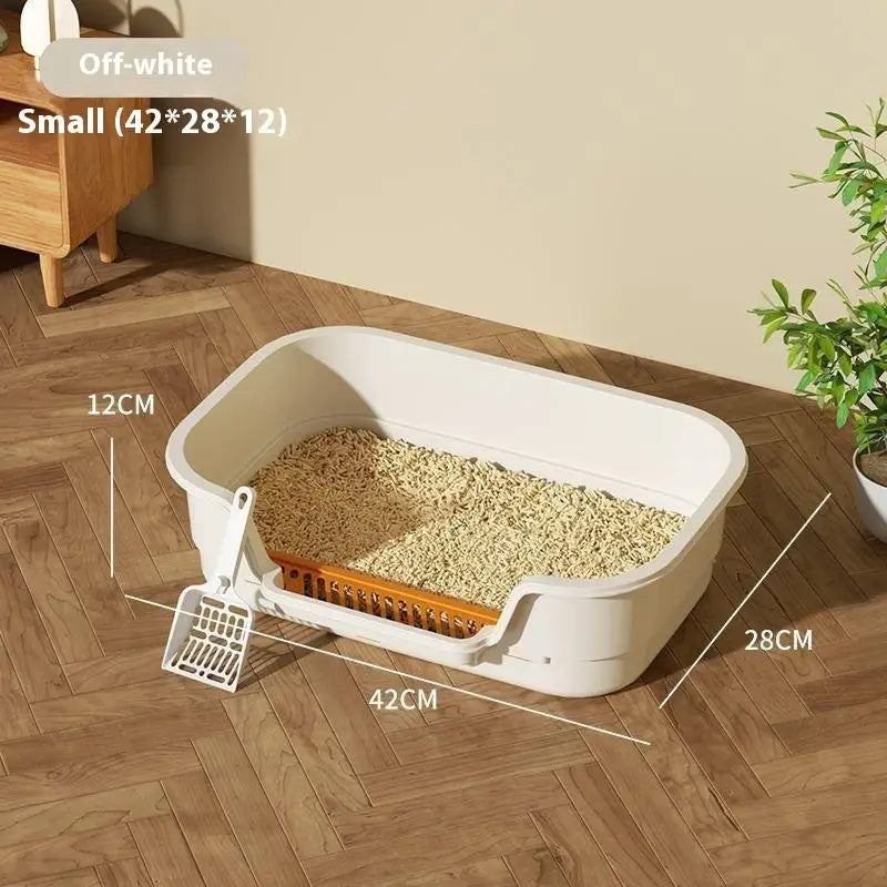 Large Capacity Multifunctional Cat Potty Semi Enclosed Anti-Splash Odor-Resistant Ventilated Cat Toilet Garbage Bin Pet Supplies