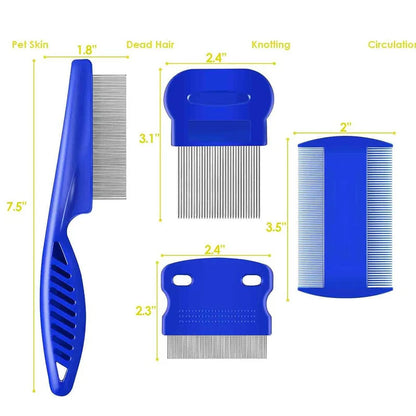 4pcs Pet Comb Beauty Removal Fleas Lice Dandruff Knots Floating Hair Cleaning Set Dogs Cats Hair Pet Supplies Accessories