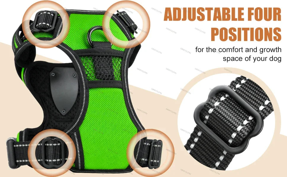 Led luminous Dog Harness No Pull Adjustable Rechargeable Pet Vest Harness Small Medium Large Dogs Outdoor Walking Pet Supplies