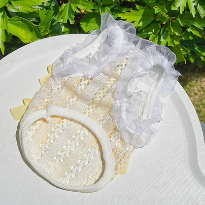 Pet Supplies Elegant Pet Vest Shirt Hollow Lace Bowknot Cat Dress Thin Design Cute Dog Clothes Autumn