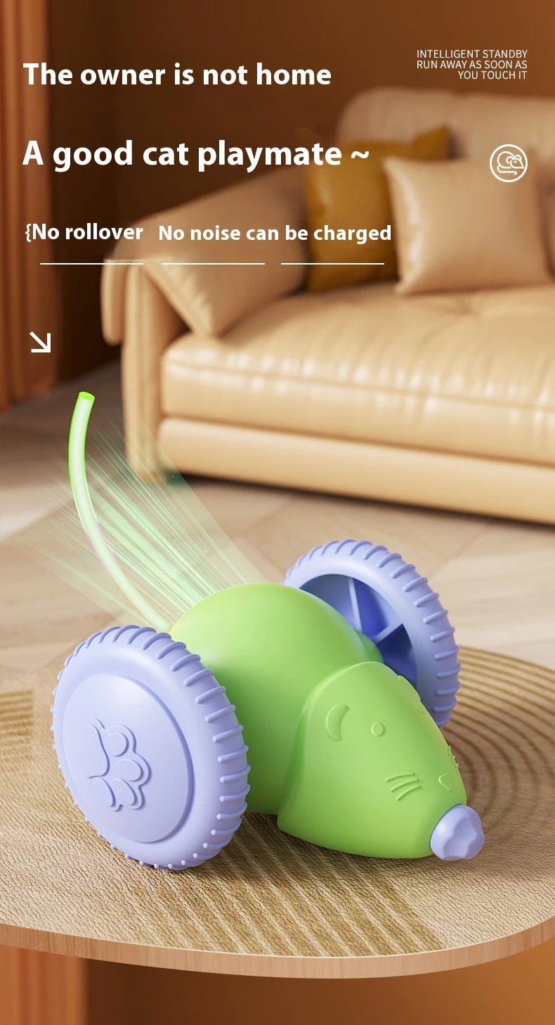 Electric Mouse Car Interactive Cat Toy Rechargeable Automatic Kitten Toy Intelligent Obstacle Avoidance Cat Toy