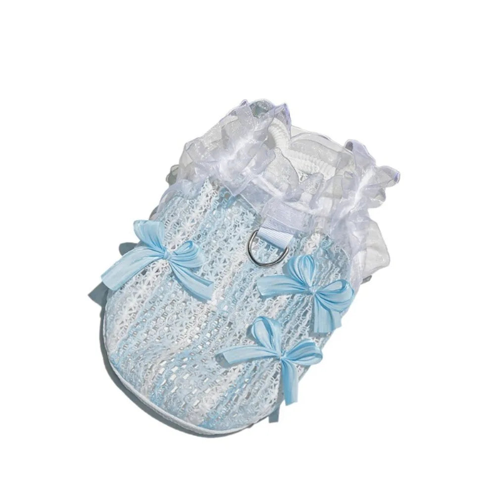 Pet Supplies Elegant Pet Vest Shirt Hollow Lace Bowknot Cat Dress Thin Design Cute Dog Clothes Autumn
