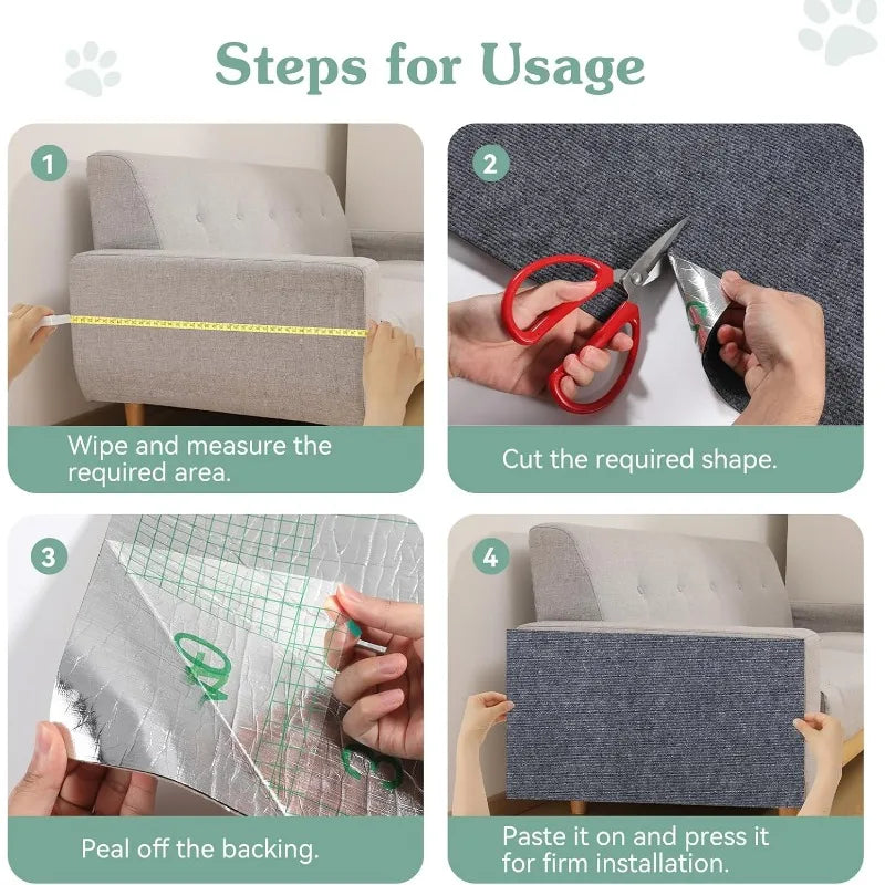 1/5PCS Cat Scratching Mats Self-adhesive Wall Tape Trimmable Cat Climbing Carpet Furniture Protection Stickers Home Pet Supplies