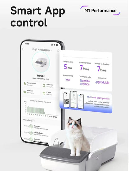 Intelligent Cat Litter Box Automatic Self-cleaning Cat Bedpans Scooping Open Semi-enclosed Cats Toilet Oversized Pet Supplies