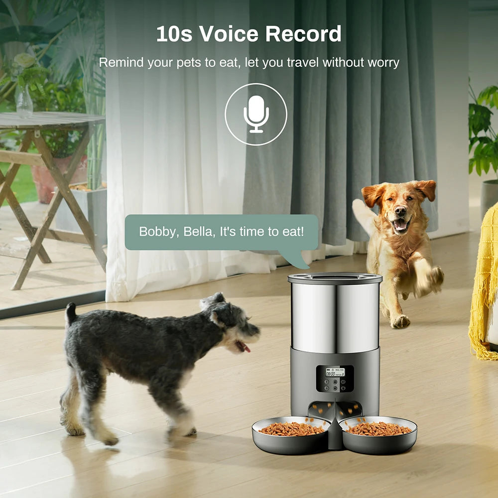 4L Automatic Pet Feeder Smart Dispenser For Cats And Dogs, Stainless Steel Bowl, Timed And Quantitative Feeding Pet Supplies