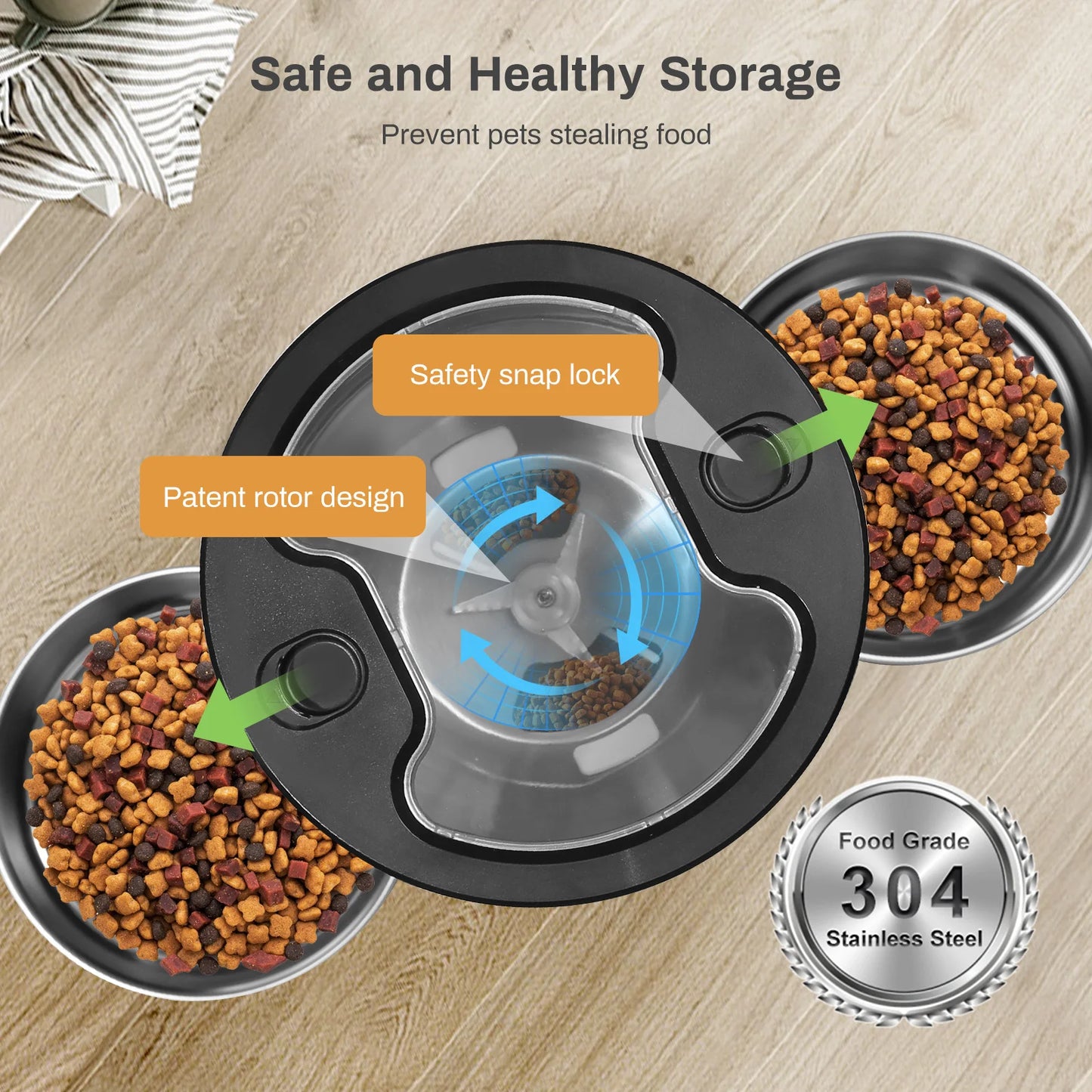 4.5L Automatic Cat Feeder With WiFi Button Smart Pet Cat/Dogs Food Dispenser Two Stainless Steel Bowls Feeder Pet Supplies
