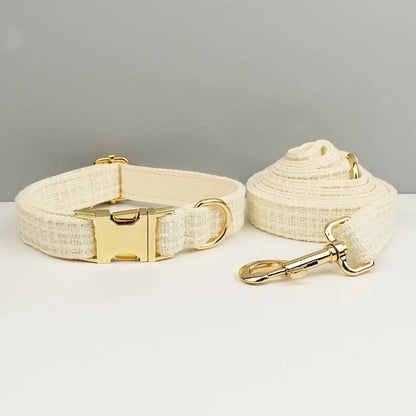 White Dog Collar Luxury New Adjustable Dog Harness Dogs Leash Engravable Metal Buckle Set for Small and Medium Dogs Pet Supplies