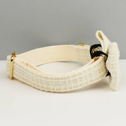 White Dog Collar Luxury New Adjustable Dog Harness Dogs Leash Engravable Metal Buckle Set for Small and Medium Dogs Pet Supplies