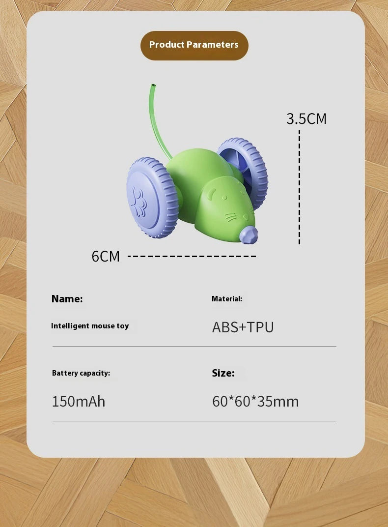 Electric Mouse Car Interactive Cat Toy Rechargeable Automatic Kitten Toy Intelligent Obstacle Avoidance Cat Toy