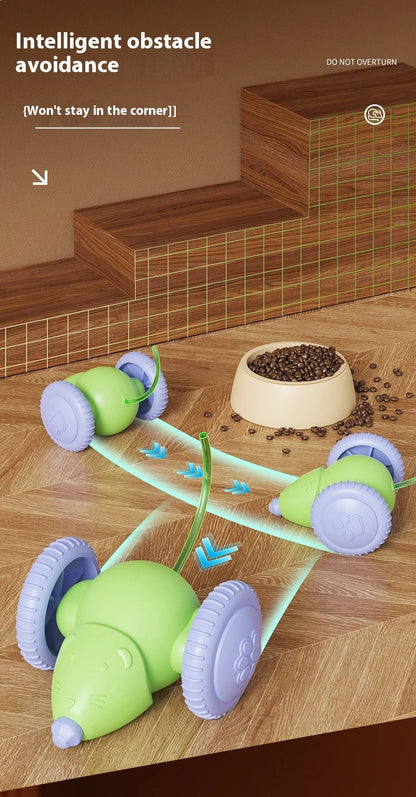 Electric Mouse Car Interactive Cat Toy Rechargeable Automatic Kitten Toy Intelligent Obstacle Avoidance Cat Toy