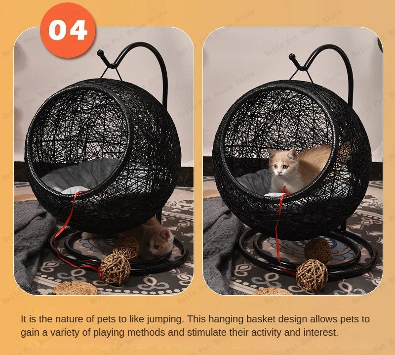 Cat Hanging Basket Hammock Cat Nest Semi-enclosed Pet Furniture Luxury Cat Bed Pet Supplies Pet Toys