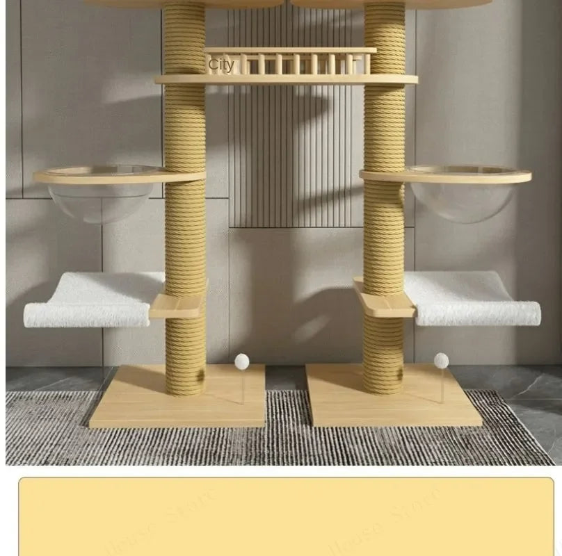 Double Pillar Cat Climbing Pillar Solid Wood Cat Cage Multifunctional Cat Stand Multi-layer Jumping Platform pet supplies