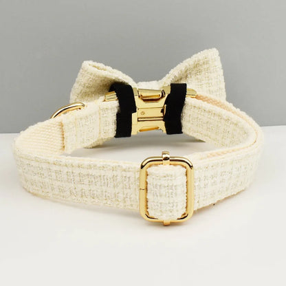 White Dog Collar Luxury New Adjustable Dog Harness Dogs Leash Engravable Metal Buckle Set for Small and Medium Dogs Pet Supplies