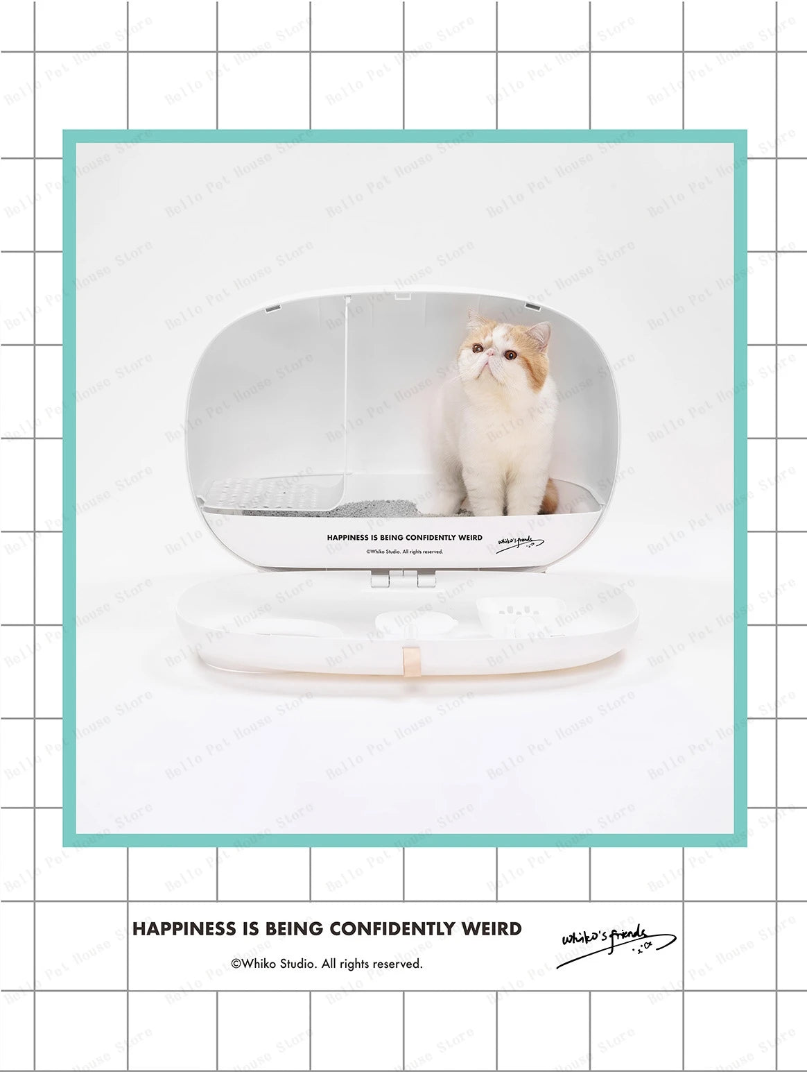 Mochi Shaped Pet Cat Litter Box Fully Enclosed Cat Litter Box Cat Toilet Pet Supplies Solid Color Style Pet Furniture