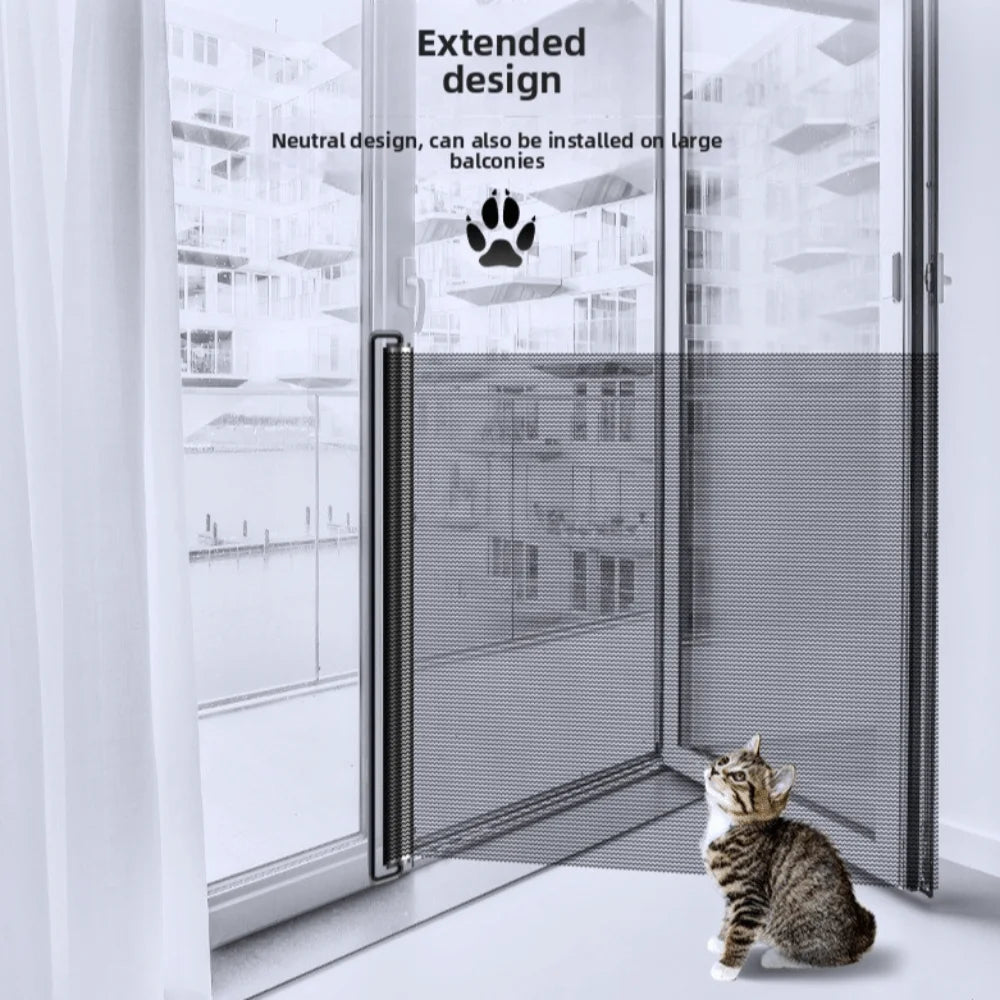 Retractable Barrier Fences Mesh Design Higher Design Mesh Stairs Gate Easy Install Punch-Free Dog Safety Fence Pet Supplies