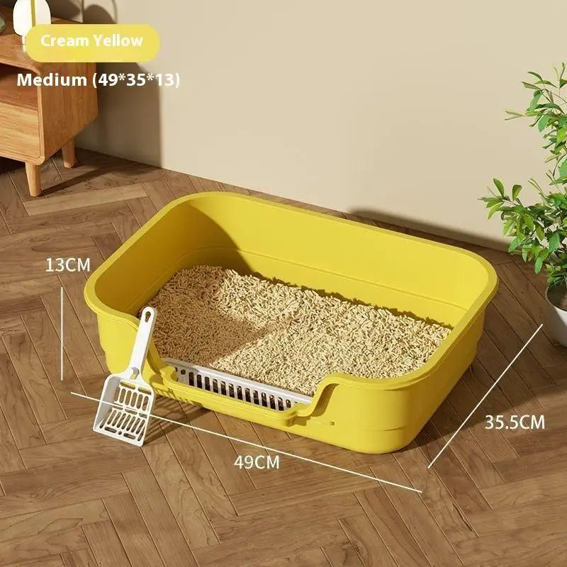 Large Capacity Multifunctional Cat Potty Semi Enclosed Anti-Splash Odor-Resistant Ventilated Cat Toilet Garbage Bin Pet Supplies