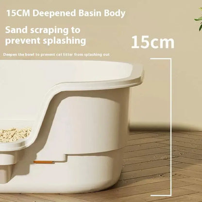 Large Capacity Multifunctional Cat Potty Semi Enclosed Anti-Splash Odor-Resistant Ventilated Cat Toilet Garbage Bin Pet Supplies