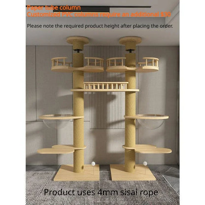 Double Pillar Cat Climbing Pillar Solid Wood Cat Cage Multifunctional Cat Stand Multi-layer Jumping Platform pet supplies