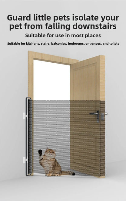 Retractable Barrier Fences Mesh Design Higher Design Mesh Stairs Gate Easy Install Punch-Free Dog Safety Fence Pet Supplies