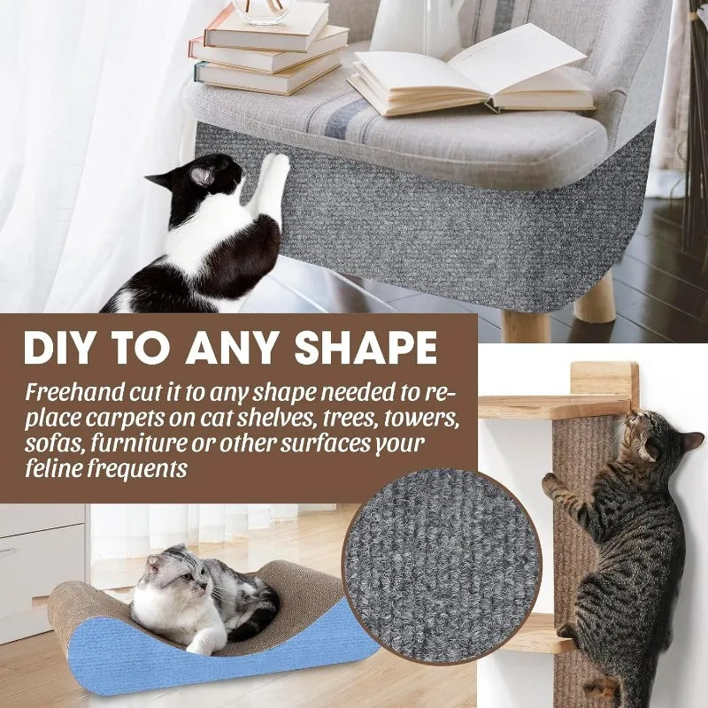 1/5PCS Cat Scratching Mats Self-adhesive Wall Tape Trimmable Cat Climbing Carpet Furniture Protection Stickers Home Pet Supplies