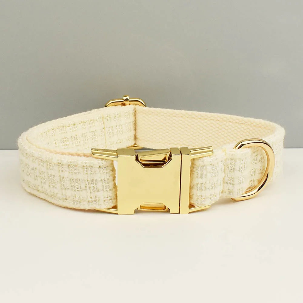 White Dog Collar Luxury New Adjustable Dog Harness Dogs Leash Engravable Metal Buckle Set for Small and Medium Dogs Pet Supplies