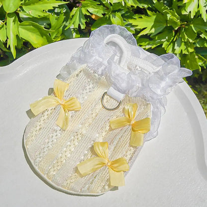 Pet Supplies Elegant Pet Vest Shirt Hollow Lace Bowknot Cat Dress Thin Design Cute Dog Clothes Autumn