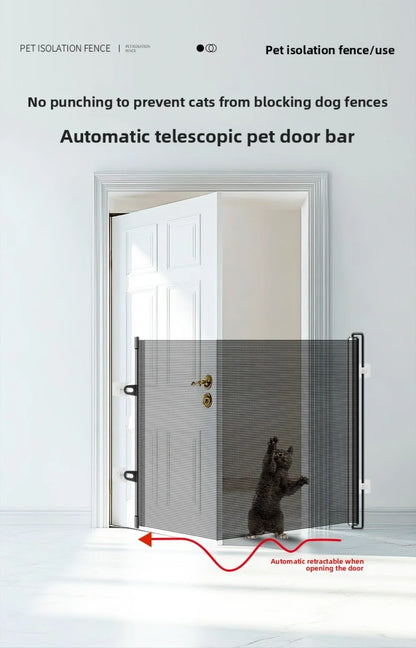 Retractable Barrier Fences Mesh Design Higher Design Mesh Stairs Gate Easy Install Punch-Free Dog Safety Fence Pet Supplies