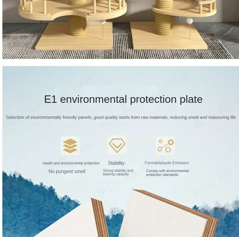Double Pillar Cat Climbing Pillar Solid Wood Cat Cage Multifunctional Cat Stand Multi-layer Jumping Platform pet supplies