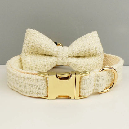 White Dog Collar Luxury New Adjustable Dog Harness Dogs Leash Engravable Metal Buckle Set for Small and Medium Dogs Pet Supplies