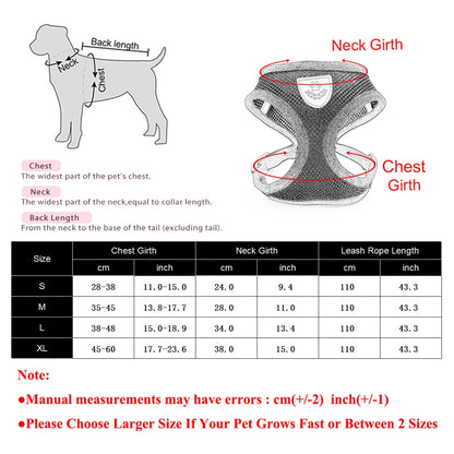 Adjustable Dog Harness for Small Medium Dogs Cats Breathable Pet Vest Harnesses And Leash Set For Pomeranian Pets Accessories