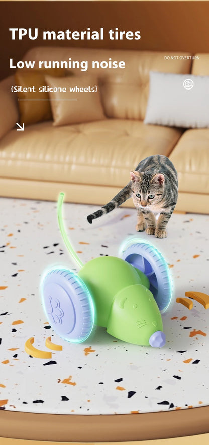 Electric Mouse Car Interactive Cat Toy Rechargeable Automatic Kitten Toy Intelligent Obstacle Avoidance Cat Toy