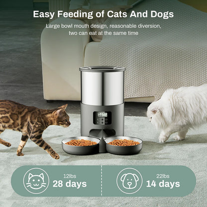 4L Automatic Pet Feeder Smart Dispenser For Cats And Dogs, Stainless Steel Bowl, Timed And Quantitative Feeding Pet Supplies