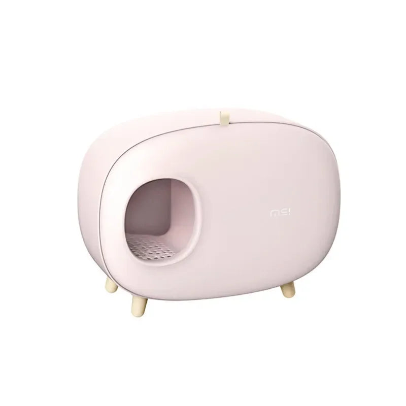 Mochi Shaped Pet Cat Litter Box Fully Enclosed Cat Litter Box Cat Toilet Pet Supplies Solid Color Style Pet Furniture