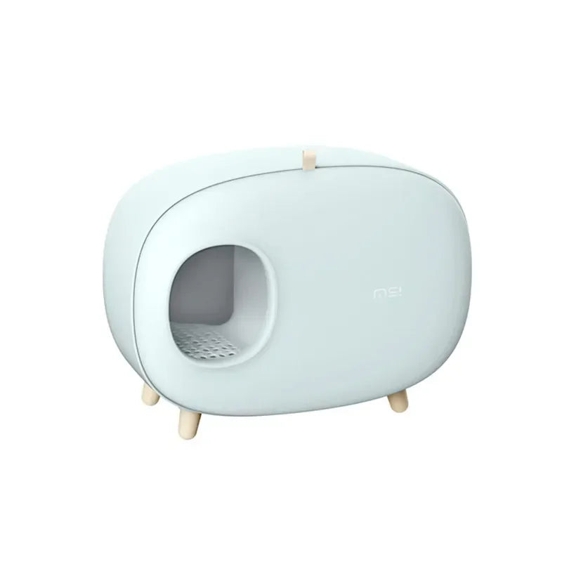 Mochi Shaped Pet Cat Litter Box Fully Enclosed Cat Litter Box Cat Toilet Pet Supplies Solid Color Style Pet Furniture