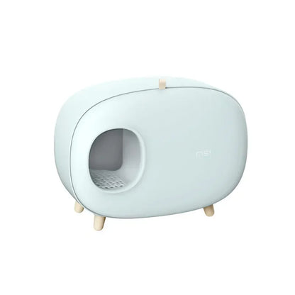 Mochi Shaped Pet Cat Litter Box Fully Enclosed Cat Litter Box Cat Toilet Pet Supplies Solid Color Style Pet Furniture