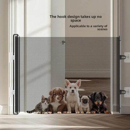 Retractable Barrier Fences Mesh Design Higher Design Mesh Stairs Gate Easy Install Punch-Free Dog Safety Fence Pet Supplies