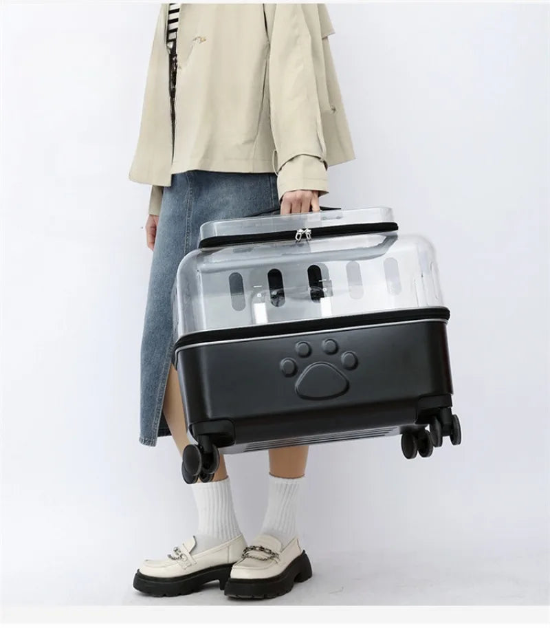 Cat Bag Breathable Outside Travel Pull Rod Pet Bags Portable Transparent Cats Handbag Silent Smooth Pet Supplies Products
