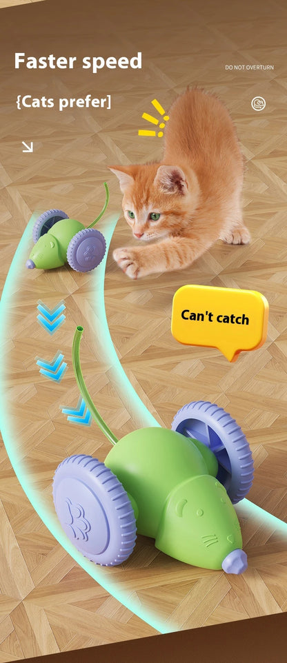Electric Mouse Car Interactive Cat Toy Rechargeable Automatic Kitten Toy Intelligent Obstacle Avoidance Cat Toy