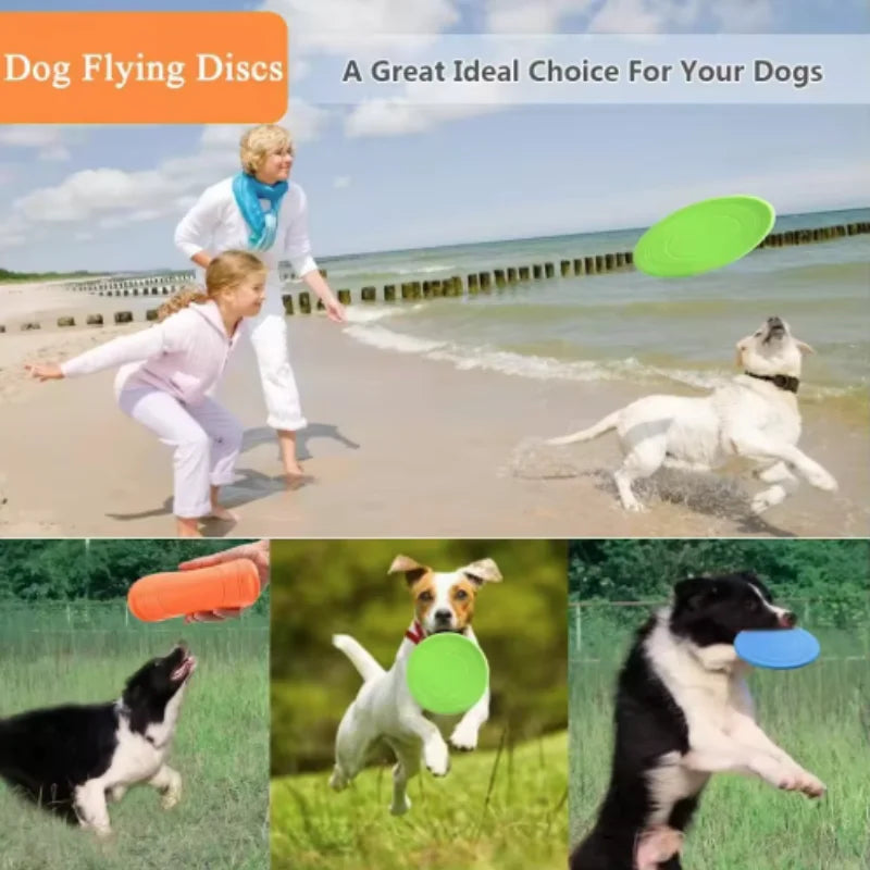 7 Colors Silicone Flying Saucer Interactive Dog Cat Toy Chew Resistant Flying Discs for Puppy Training Fun Pet Supplies