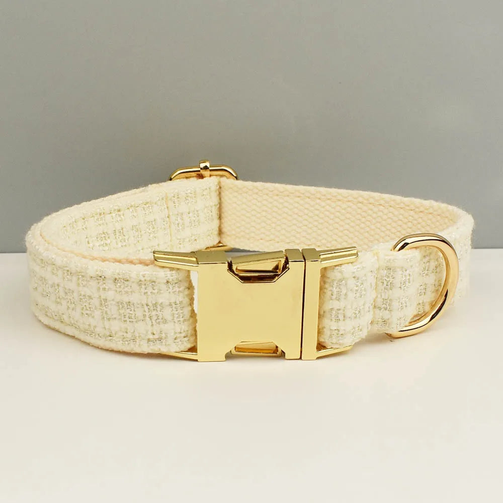 White Dog Collar Luxury New Adjustable Dog Harness Dogs Leash Engravable Metal Buckle Set for Small and Medium Dogs Pet Supplies