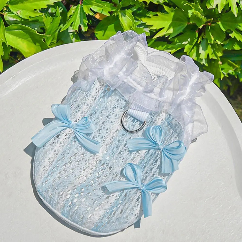 Pet Supplies Elegant Pet Vest Shirt Hollow Lace Bowknot Cat Dress Thin Design Cute Dog Clothes Autumn