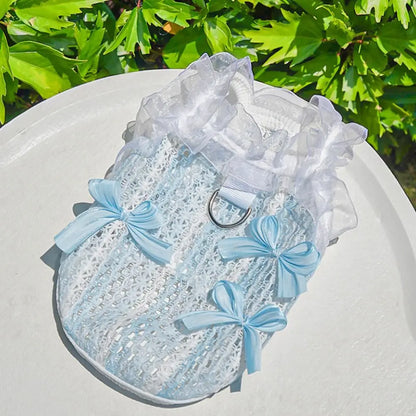 Pet Supplies Elegant Pet Vest Shirt Hollow Lace Bowknot Cat Dress Thin Design Cute Dog Clothes Autumn